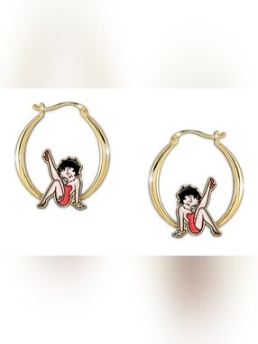 RARE Vintage Betty Boop Gold Hoop Earrings NWOT HTF Retro Collectible
